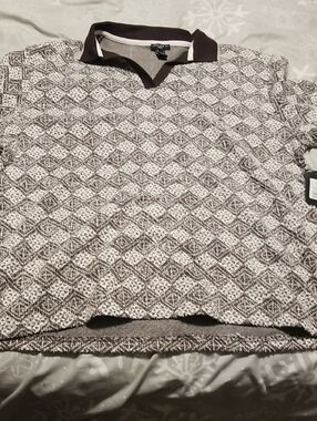 Forever 21 Men Brown and Cream Polo Size Large